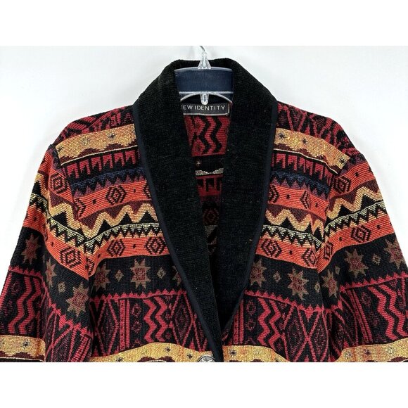 vintage SOUTHWESTERN AZTEC jacket blazer cotton western silver buckle colorful L - Picture 3 of 9
